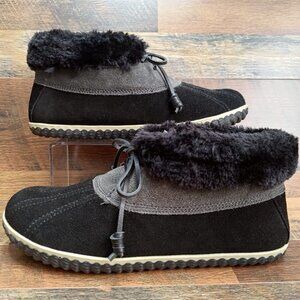 Sperry Women's Top Sider Elayna Duck Black Leather Faux Fur Boots Size 10